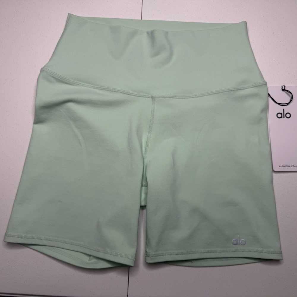 Alo Yoga High Waist Biker Shorts Mint Green Activewear NWT